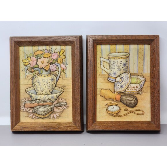 Vintage Framed Floral &‎ Shaving Themed Prints - Picture 1 of 7